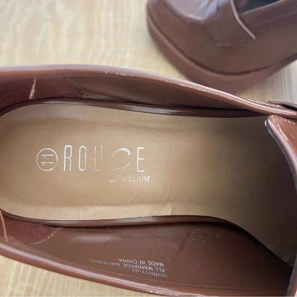 Rouge Helium Cognac Y2K Patent Chunky Heeled Loafer Size 11 - Picture 10 of 11